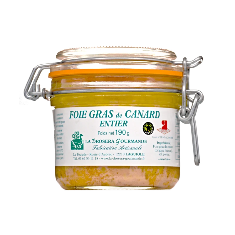 Französische Entenleber im Ganzen Foie Gras de Canard Entier 190g von La Drosera Gourmande erhältlich bei feines-frankreich.com
