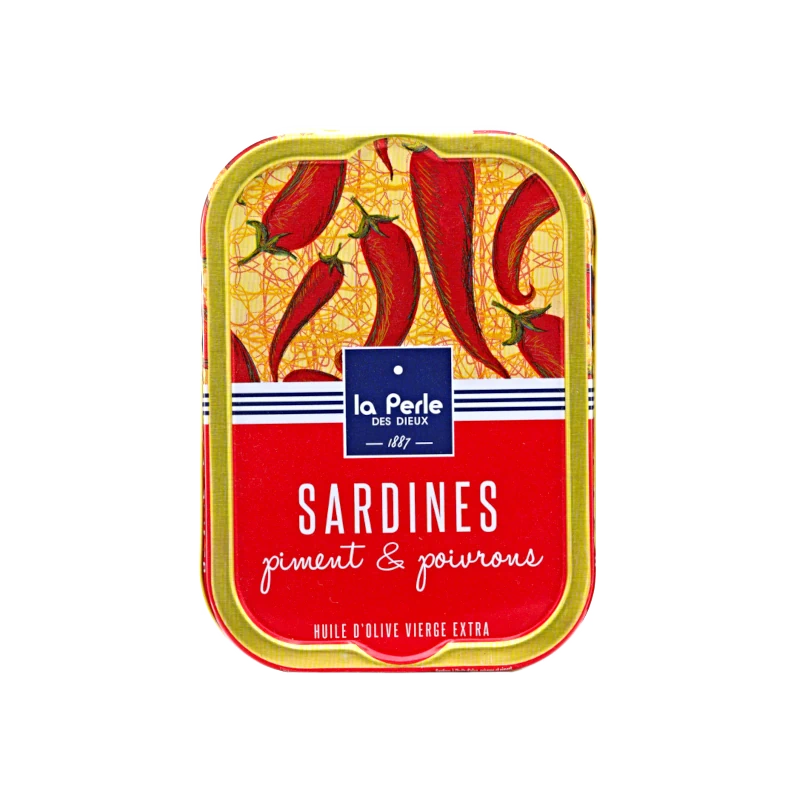 Französische Sardinen in Olivenöl mit Chili und Paprika 115g von La Perle des Dieux erhältlich bei feines-frankreich.com