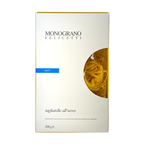 Italienische Tagliatelle Pasta aus Matt-Hartweizen 500g von Monograno Felicetti erhältlich bei feines-frankreich.com