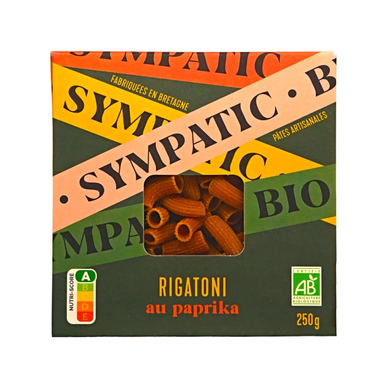 Französische Rigatoni Bio-Pasta mit Paprika 250g von Sympatic Bretagne erhältlich bei feines-frankreich.com
